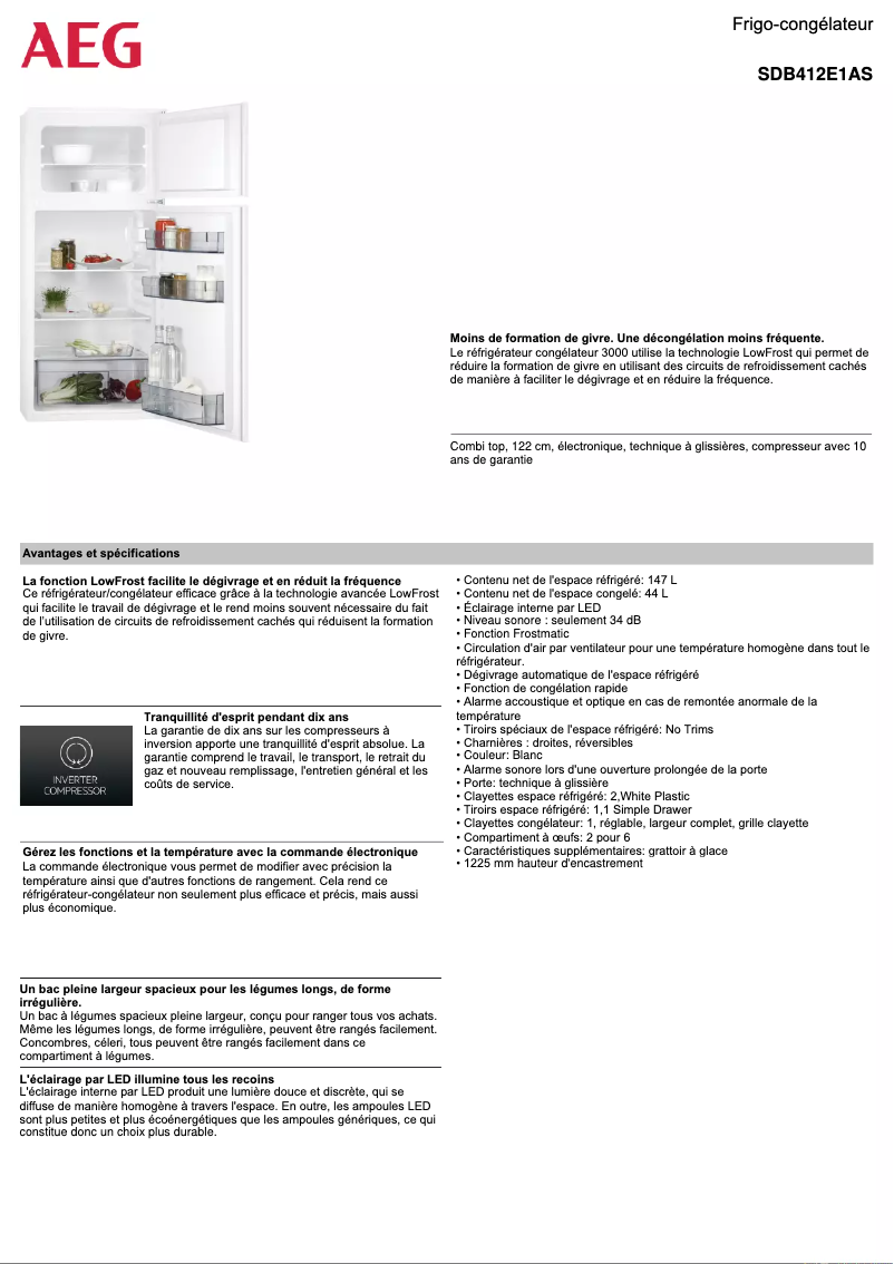 Página nº 1 - Ficha técnica AEG SDB412E1AS