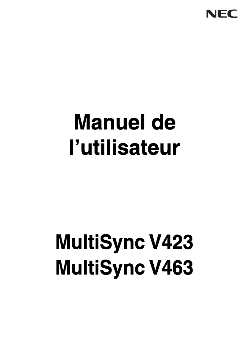 Imagen de la primera página del manual del dispositivo MultiSync V463-DRD