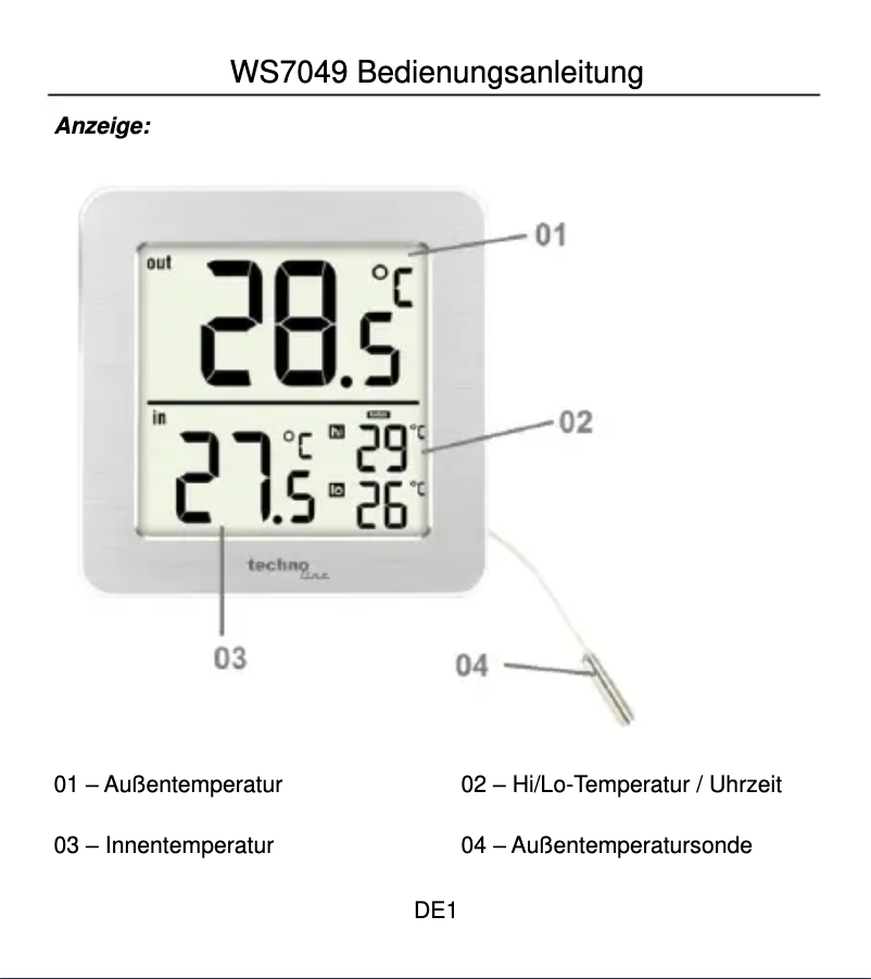 Imagen de la primera página del manual del dispositivo WS 7049