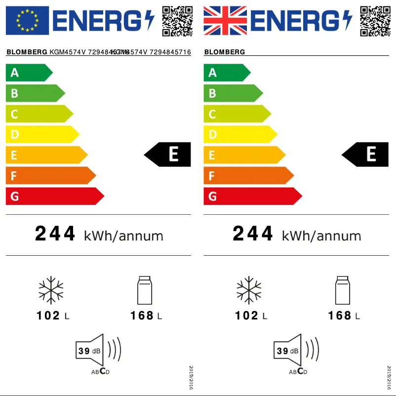 Página 1 del manual Etiqueta energética Blomberg KGM4574V