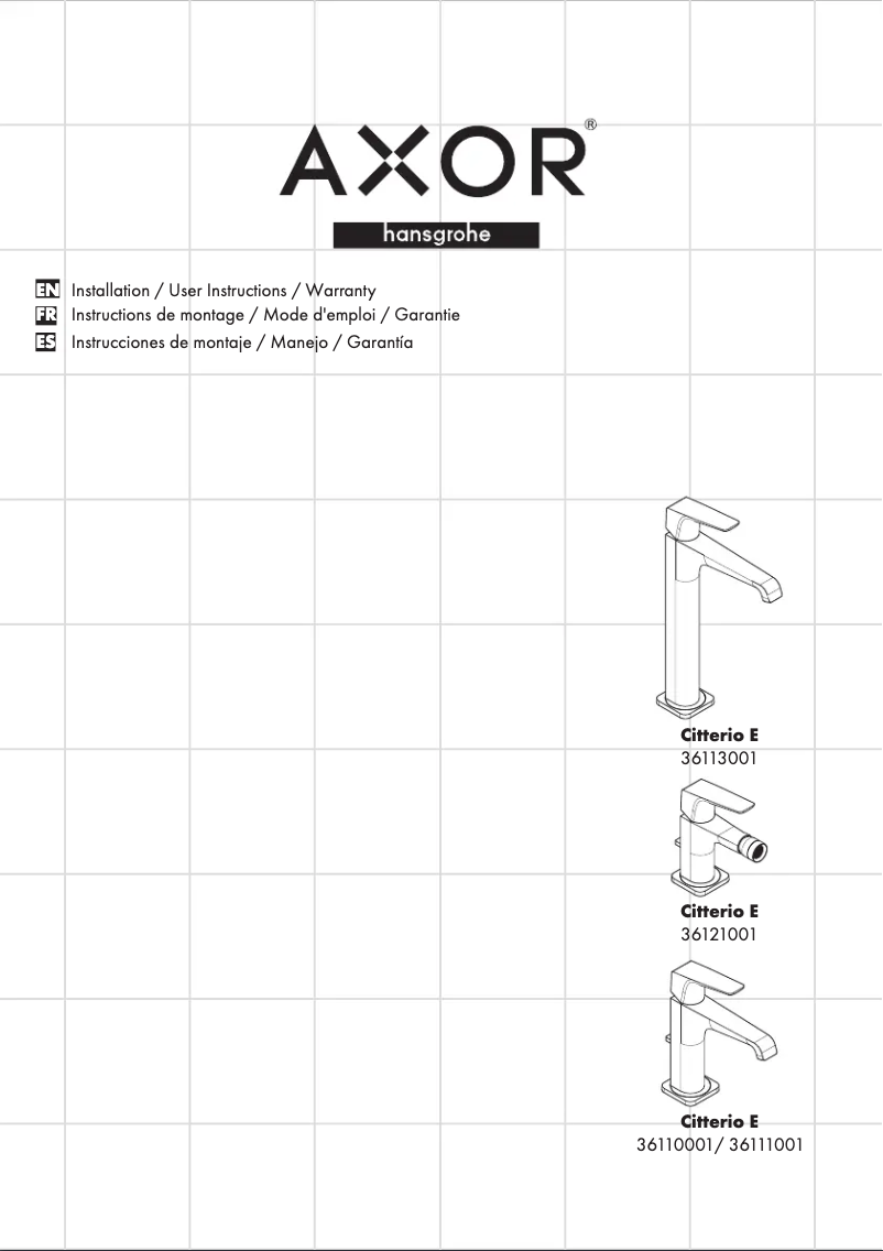 Imagen de la primera página del manual del dispositivo Citterio E 36111001
