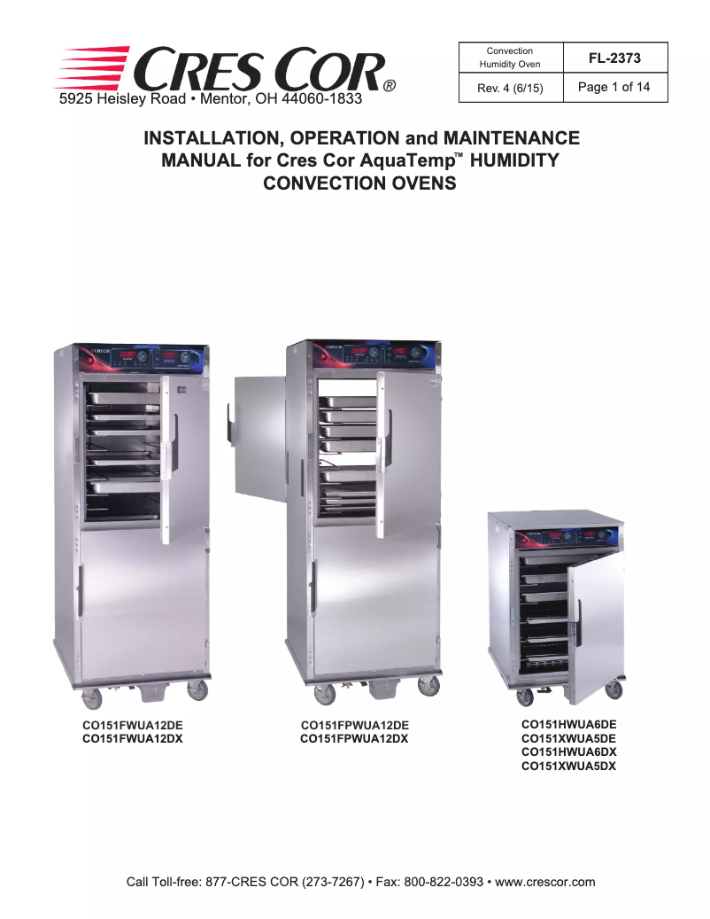 Página 1 del manual Manual de usuario Cres Cor CO151FWUA12DX