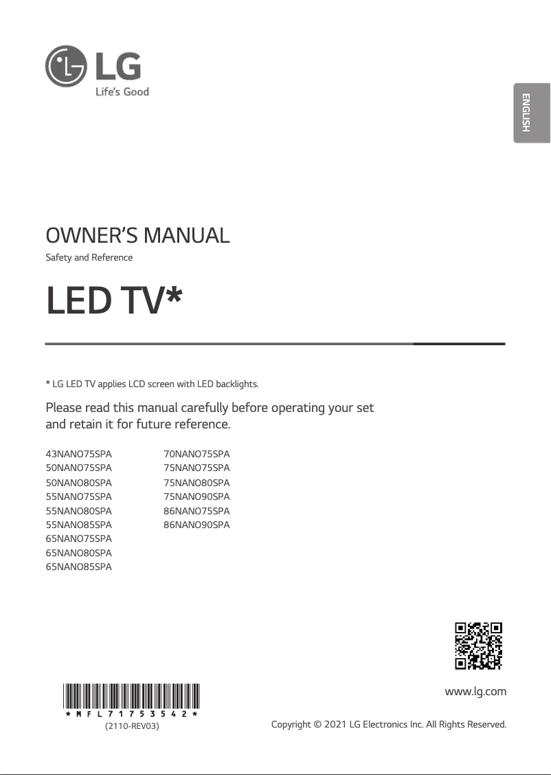 Página nº 1 - Manual de usuario LG 55NANO75SPA