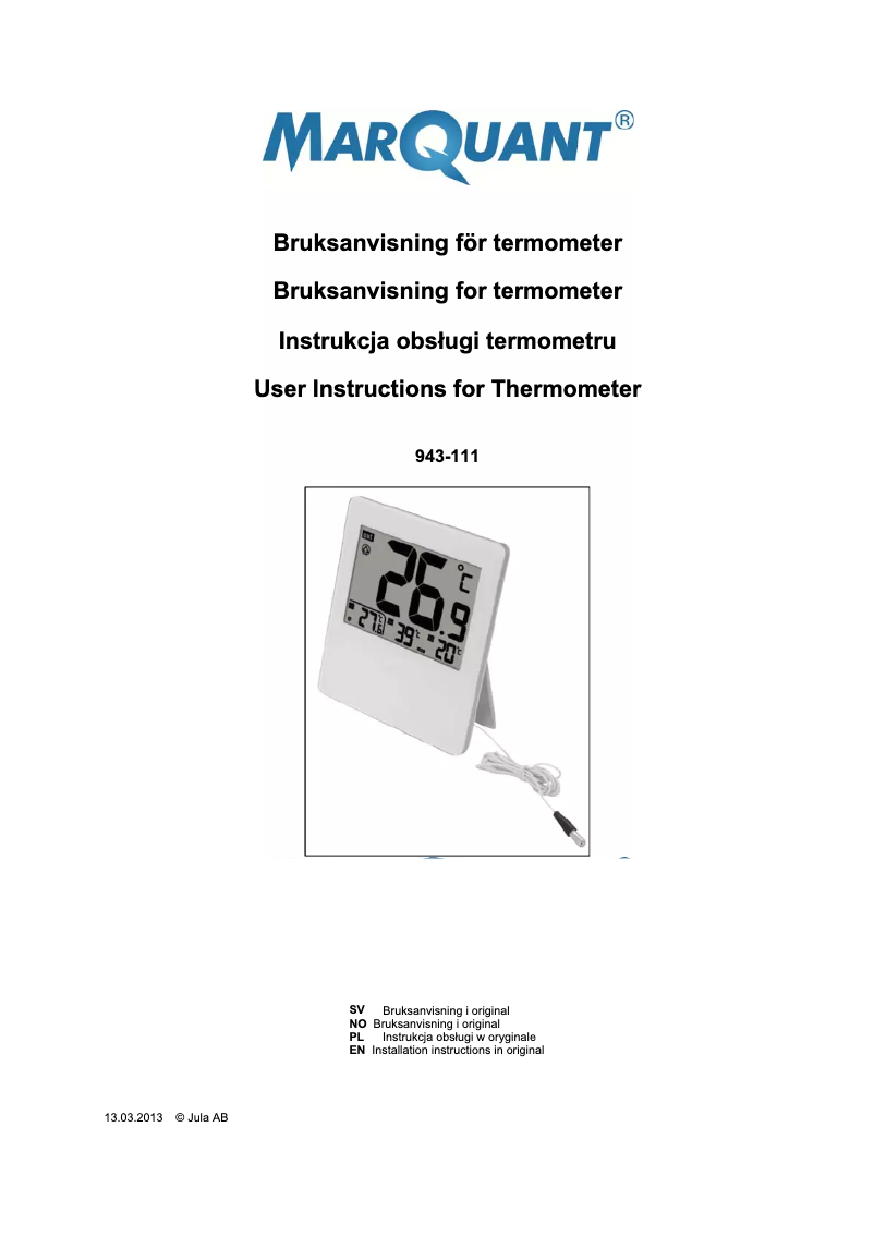 Página 1 del manual Manual de usuario Marquant 943-111