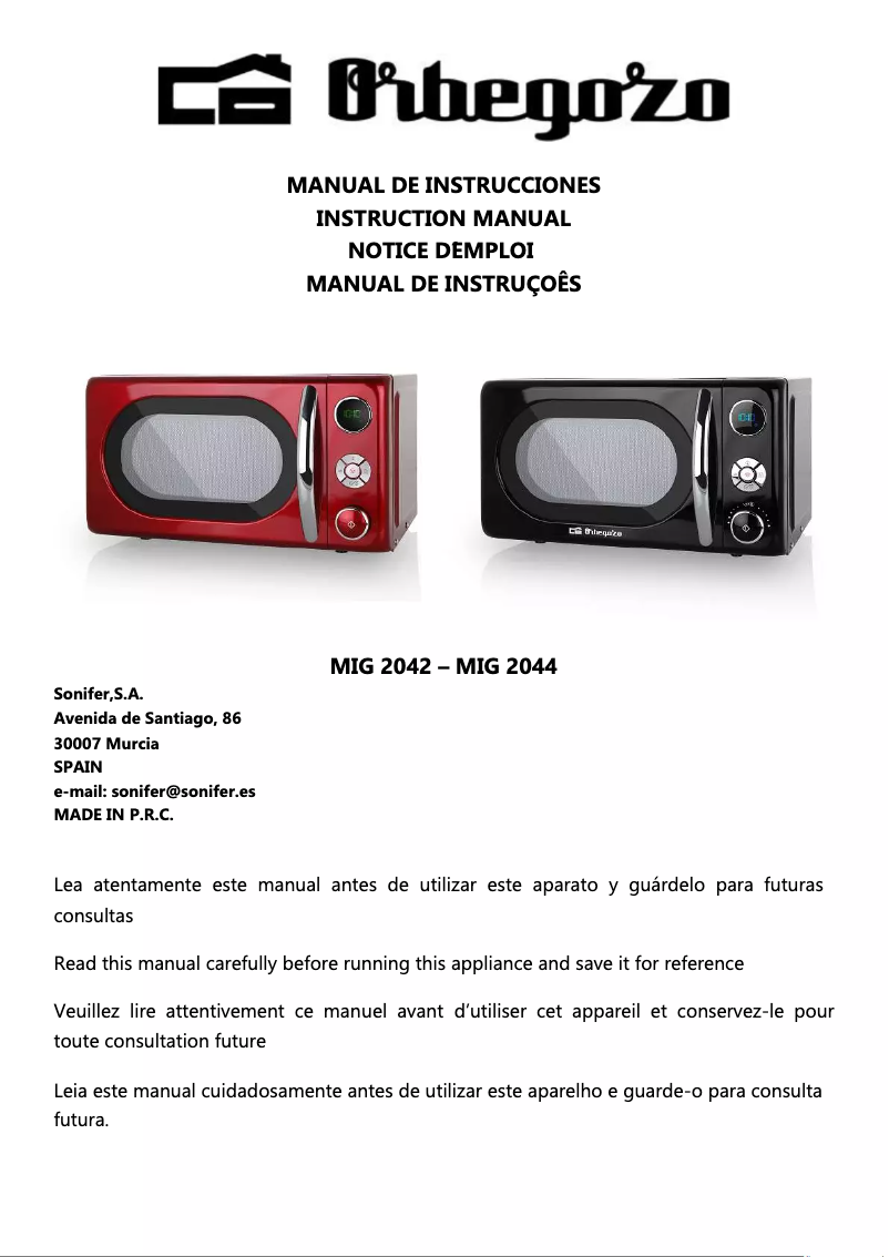 Imagen de la primera página del manual del dispositivo MIG 2044