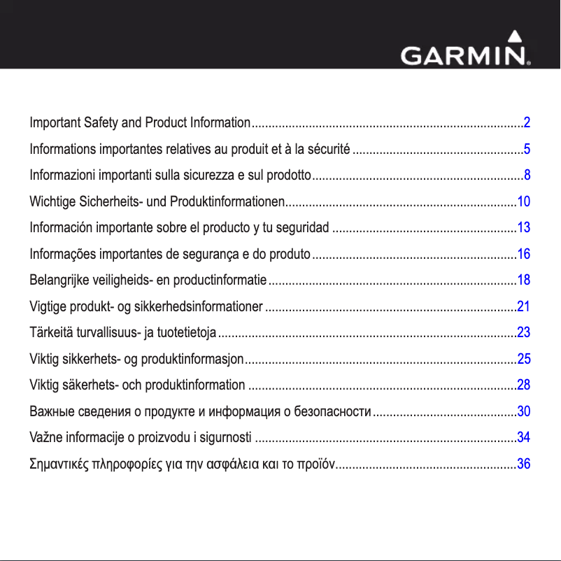 Página 1 del manual Instrucciones de seguridad Garmin GPSMAP 640