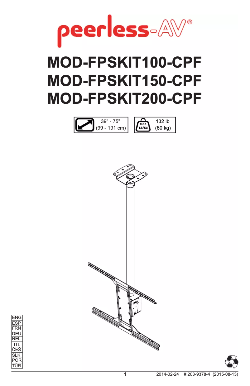 Página 1 del manual Manual de usuario Peerless-AV MOD-FPSKIT150-CPF