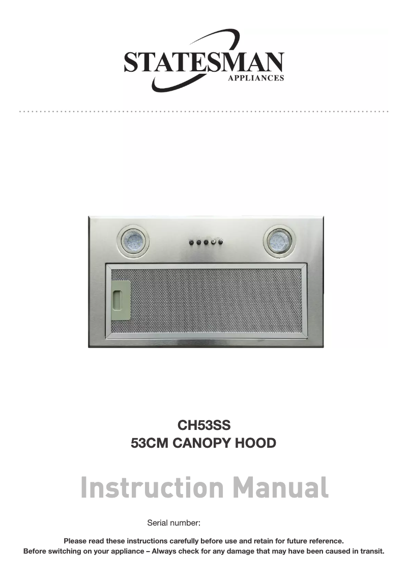 Página 1 del manual Manual de usuario Statesman CH53SS