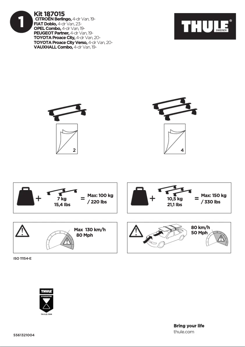 Página nº 1 - Manual de usuario Thule Kit 187015