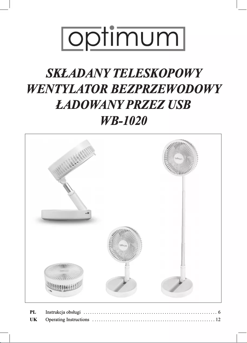 Imagen de la primera página del manual del dispositivo WB-1020