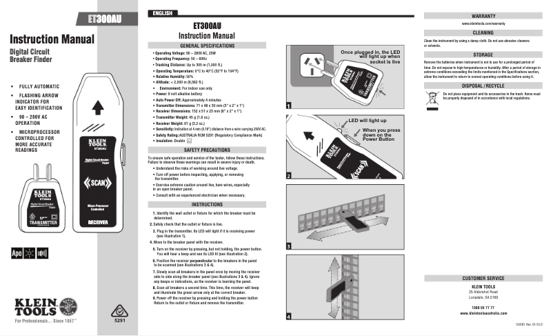 Página nº 1 - Manual de usuario Klein Tools ET300AU