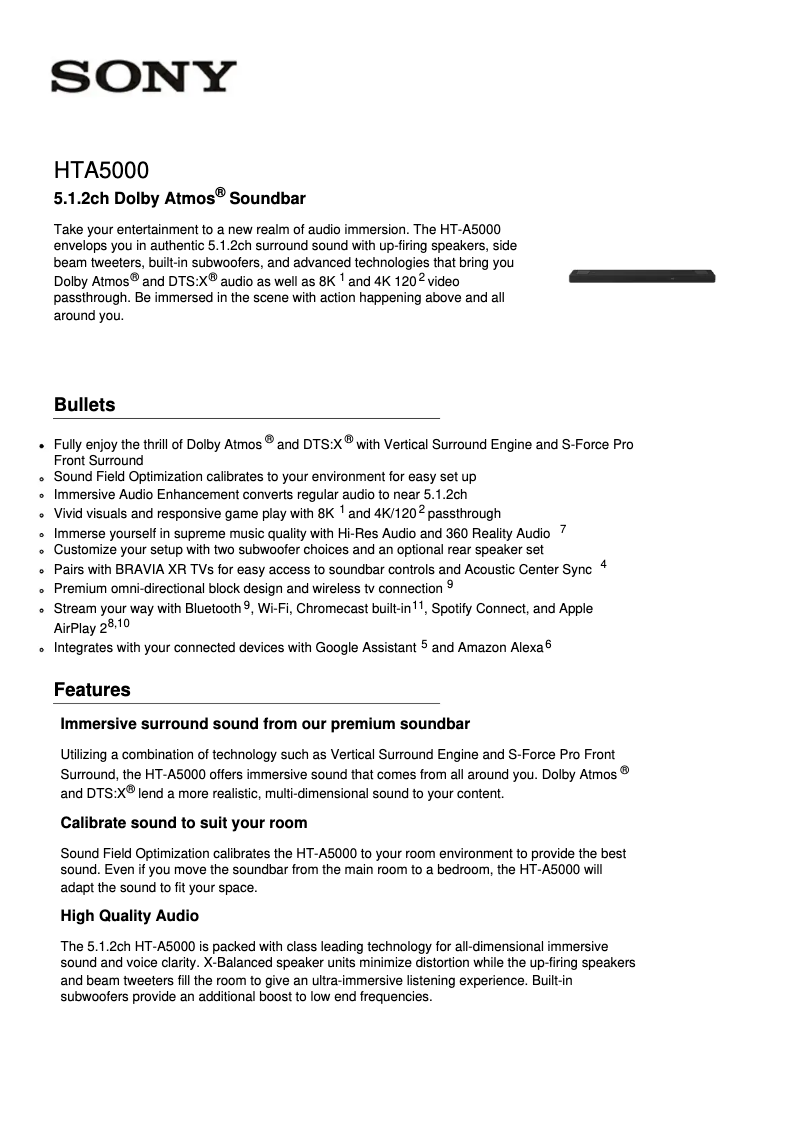 Imagen de la primera página del manual del dispositivo HT-A5000