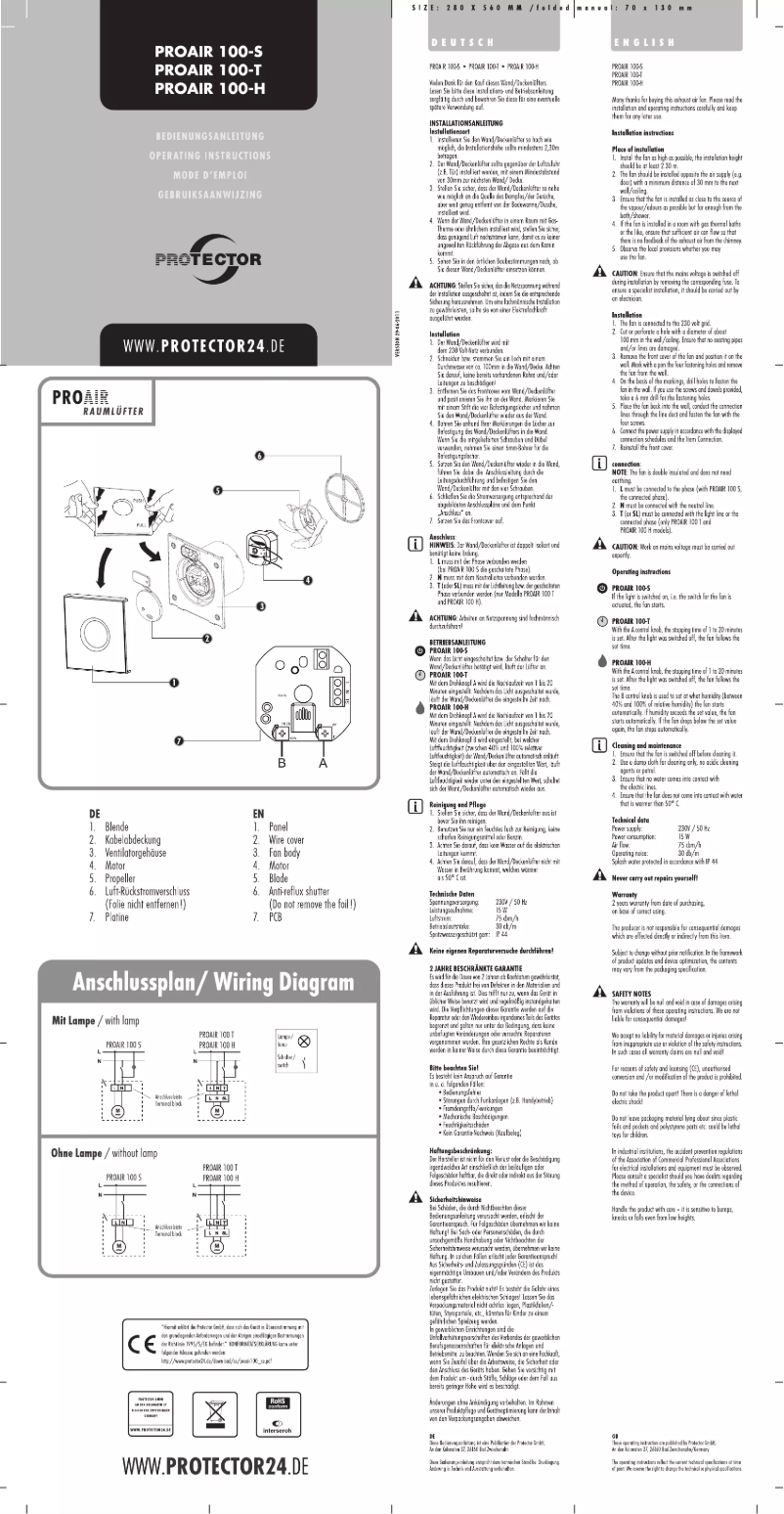 Imagen de la primera página del manual del dispositivo ProAir 100-T
