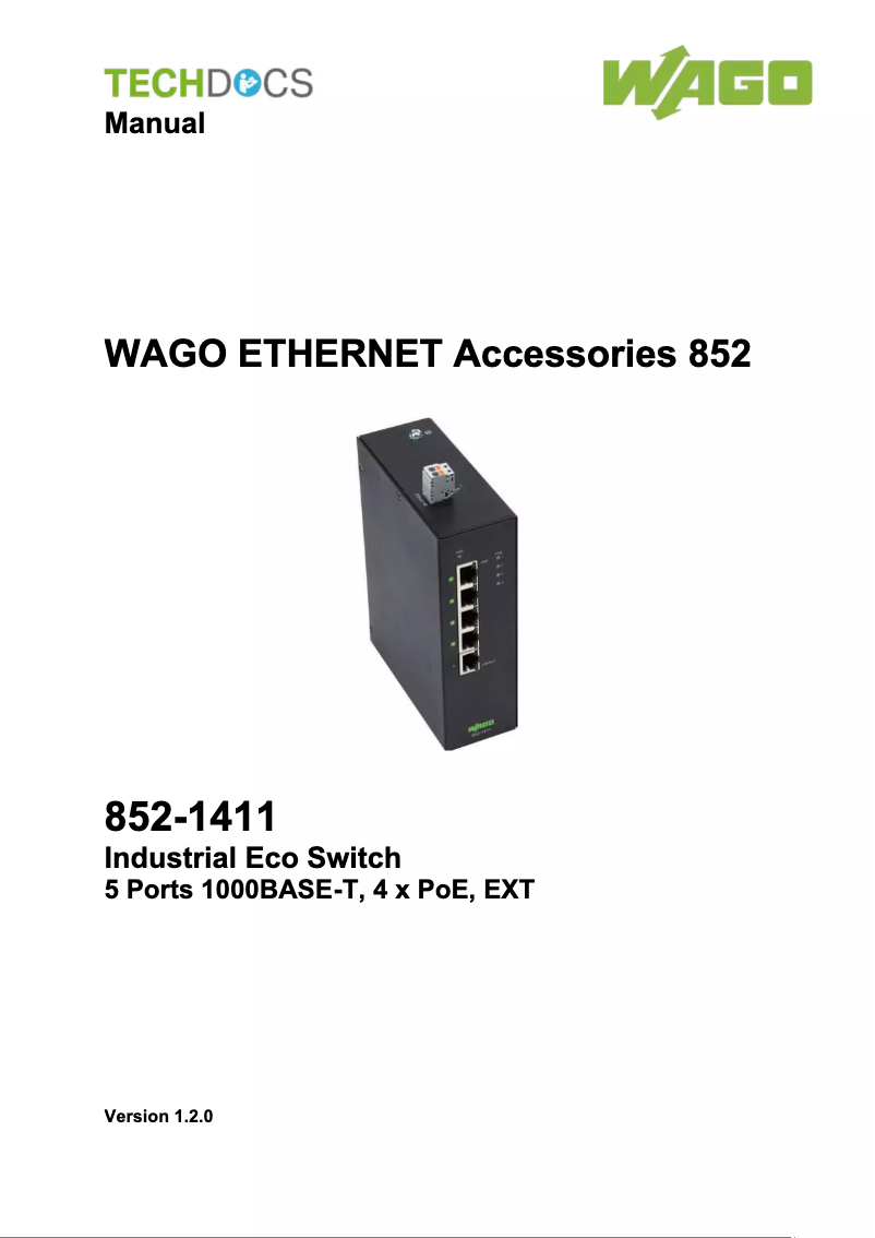 Imagen de la primera página del manual del dispositivo 852-1411