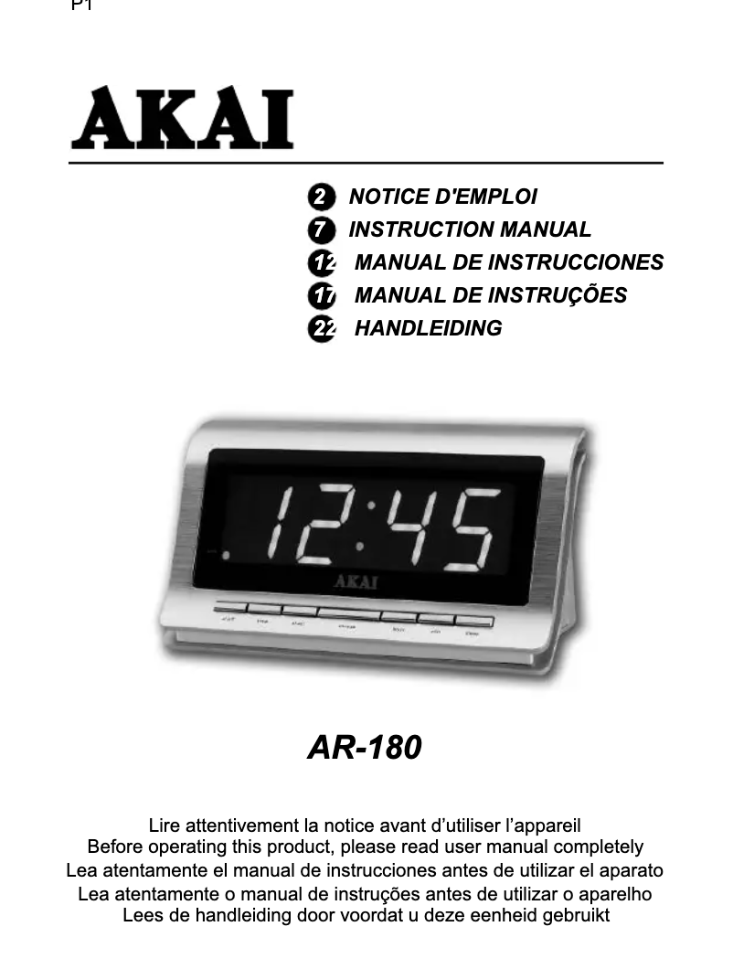 Imagen de la primera página del manual del dispositivo AR-180