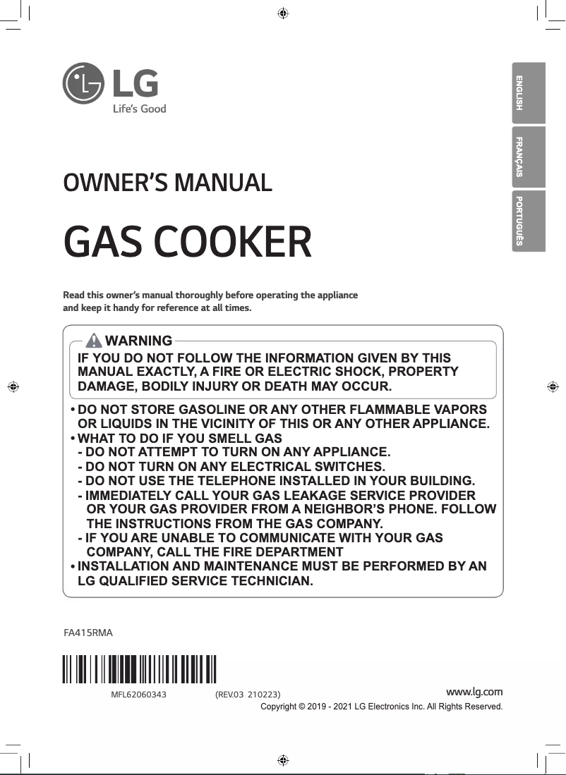 Página 1 del manual Manual de usuario LG FA415RMA