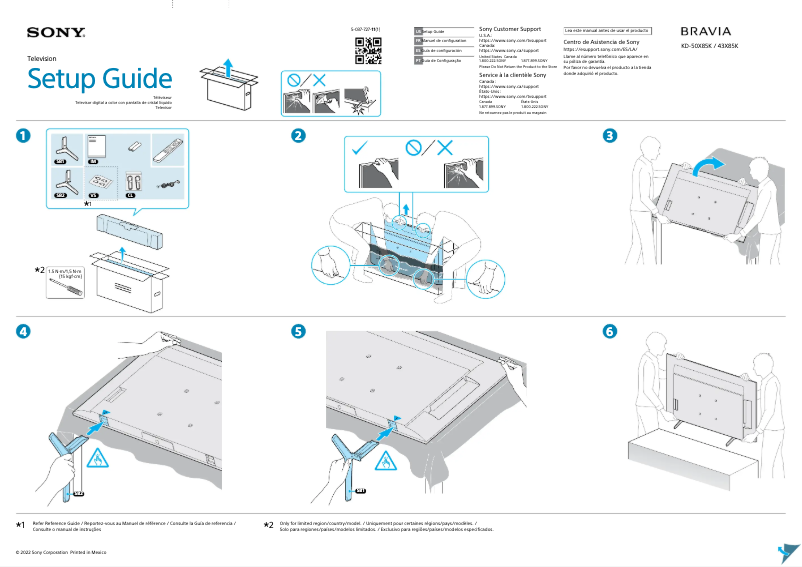 Página 1 del manual Guía de instalación Sony KD-50X85K