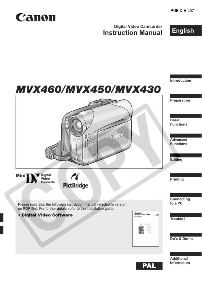 Imagen de la primera página del manual del dispositivo MVX450