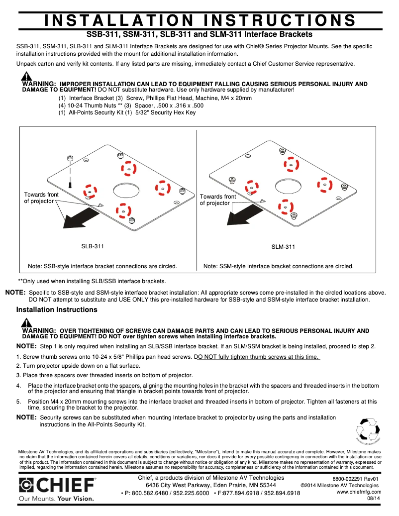 Página 1 del manual Manual de usuario Chief SSB311