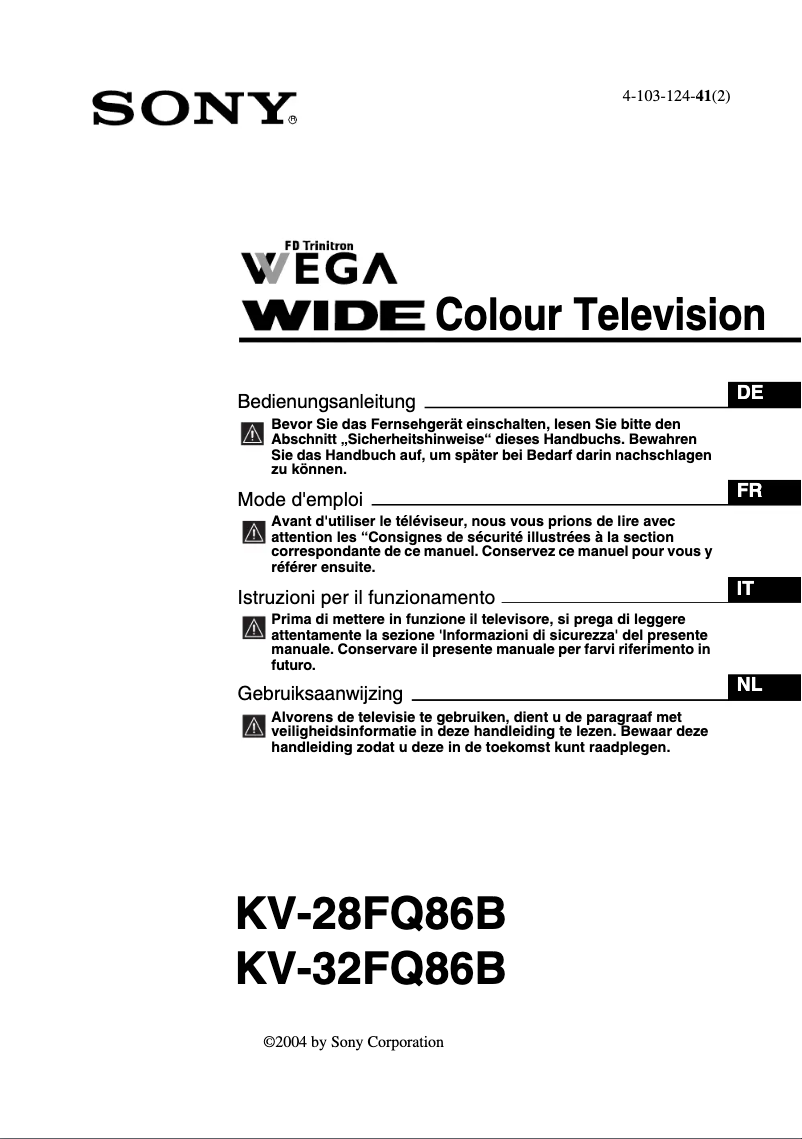 Imagen de la primera página del manual del dispositivo KV-32FQ86B