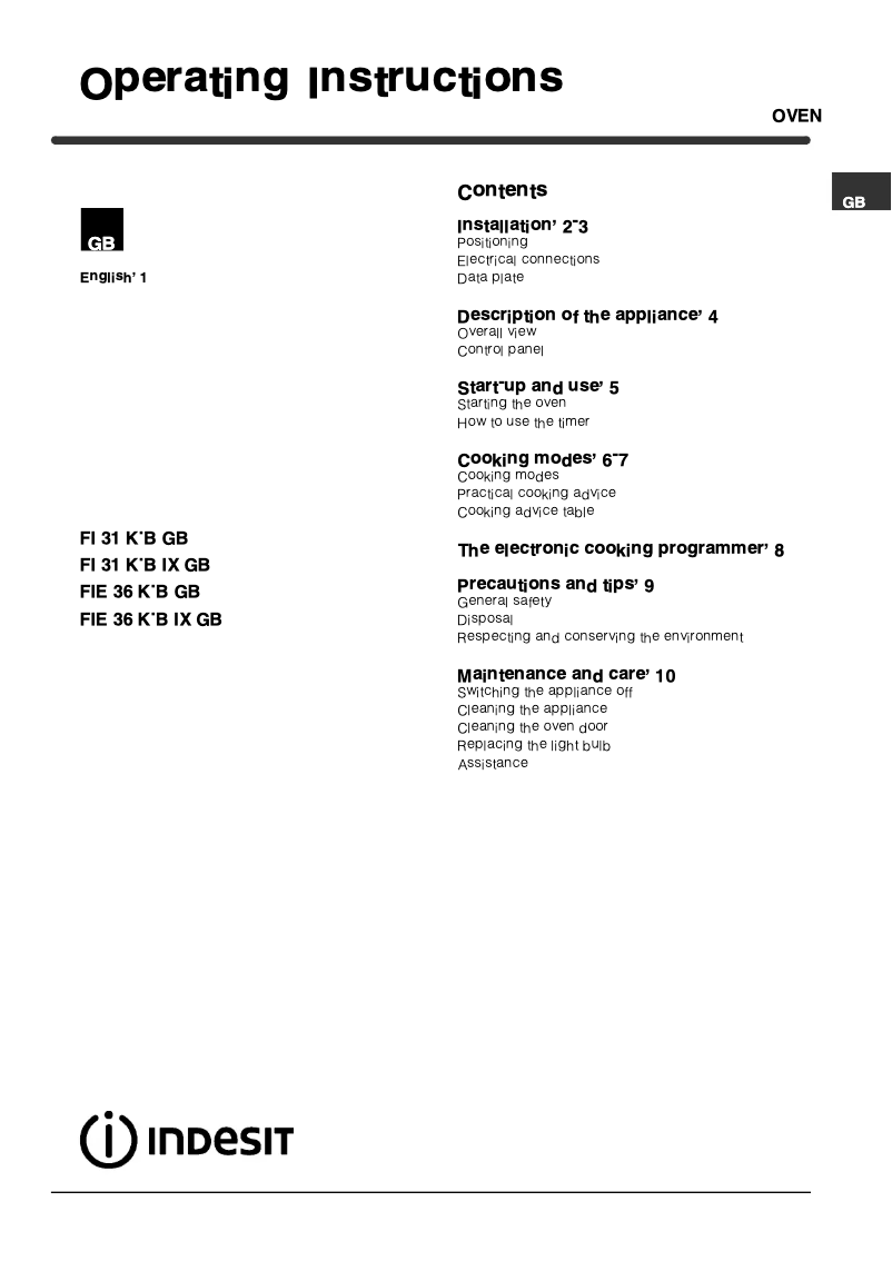 Página nº 1 - Manual de usuario Indesit FM 906 T