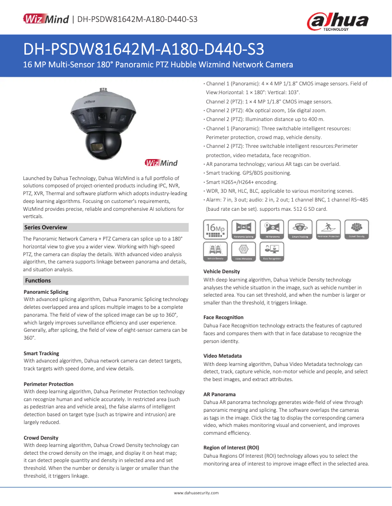 Página 1 del manual Ficha técnica Dahua Technology PSDW81642M-A180-D440-S3
