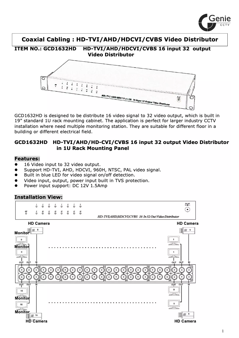 Imagen de la primera página del manual del dispositivo GCD1632HD