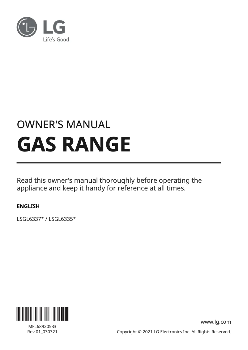 Imagen de la primera página del manual del dispositivo LSGL6335F