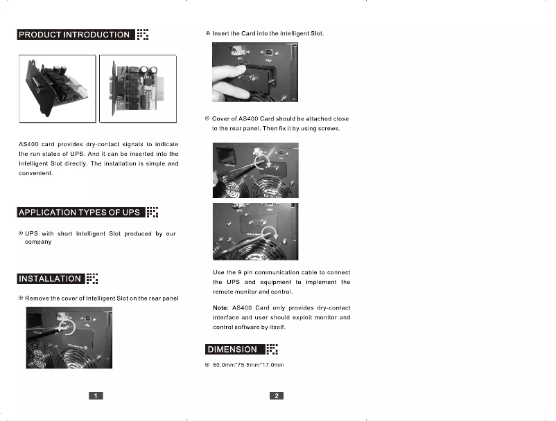 Imagen de la primera página del manual del dispositivo MINI AS400