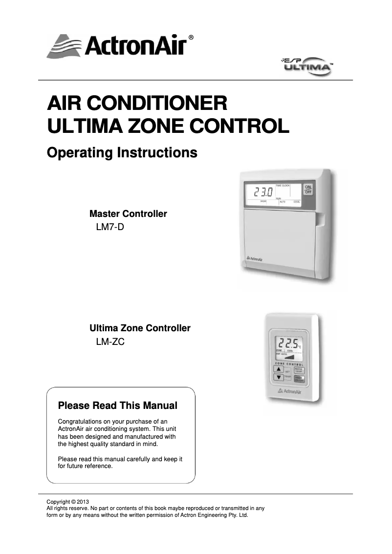 Página 1 del manual Manual de usuario ActronAir ESP Plus SRV231E