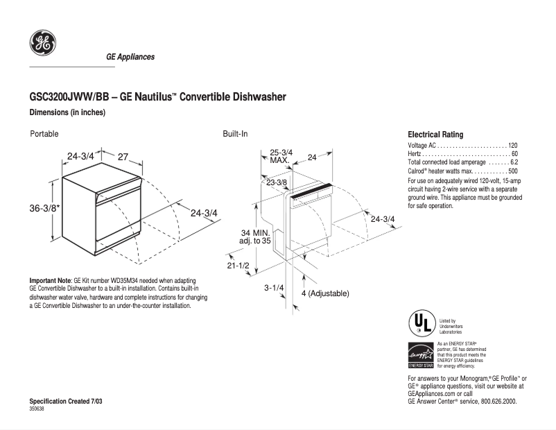 Imagen de la primera página del manual del dispositivo GSC3200JWW