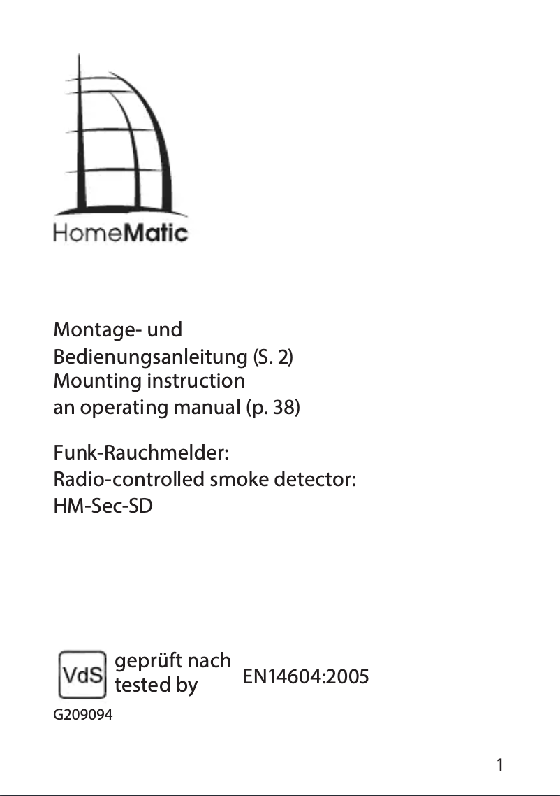 Imagen de la primera página del manual del dispositivo HM-Sec-SD