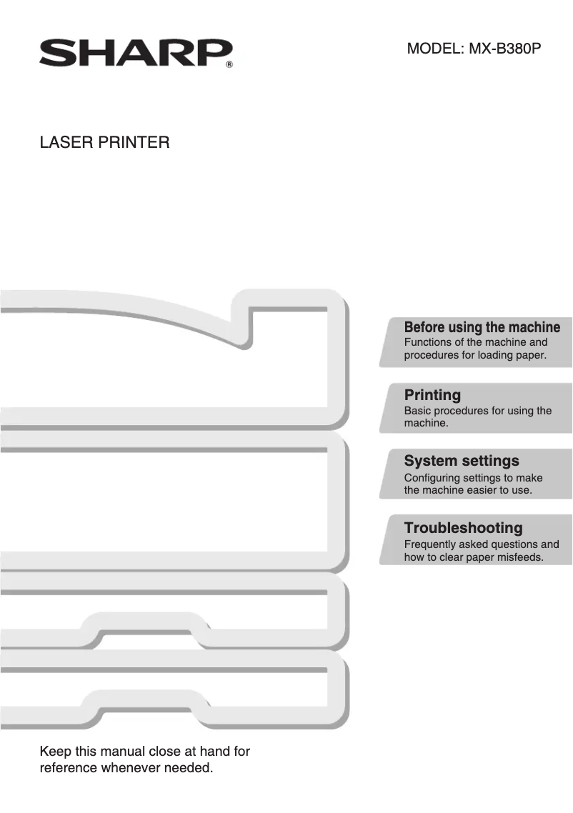 Imagen de la primera página del manual del dispositivo MX-B380P