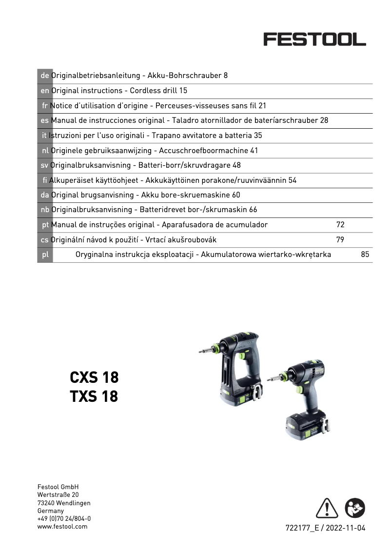 Imagen de la primera página del manual del dispositivo TXS 18
