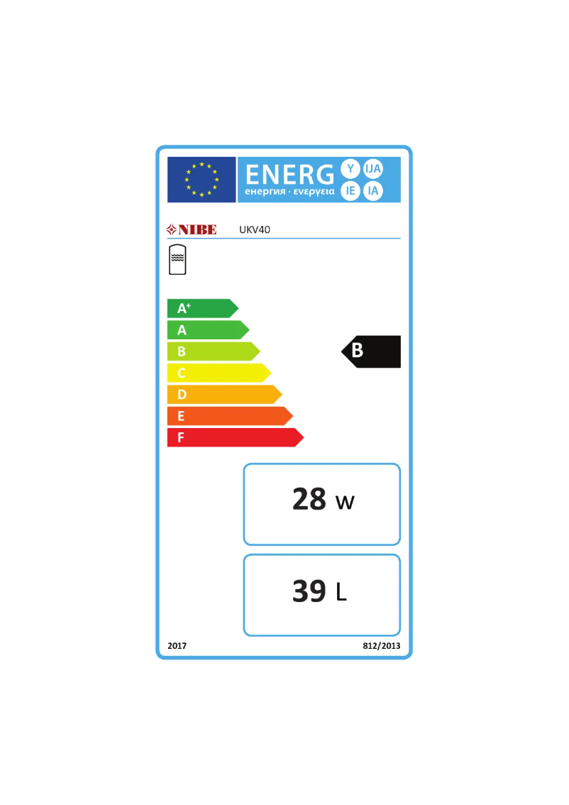 Página 1 del manual Etiqueta energética Nibe UKV 20-500