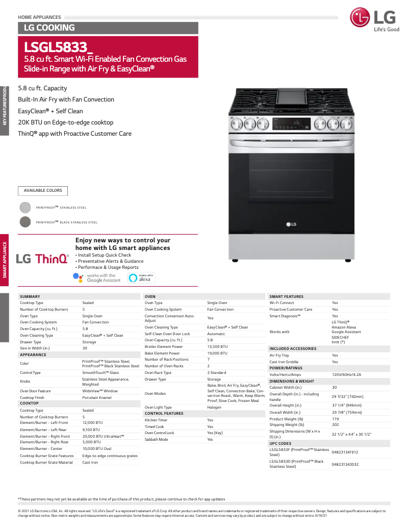 Imagen de la primera página del manual del dispositivo LSGL5833F