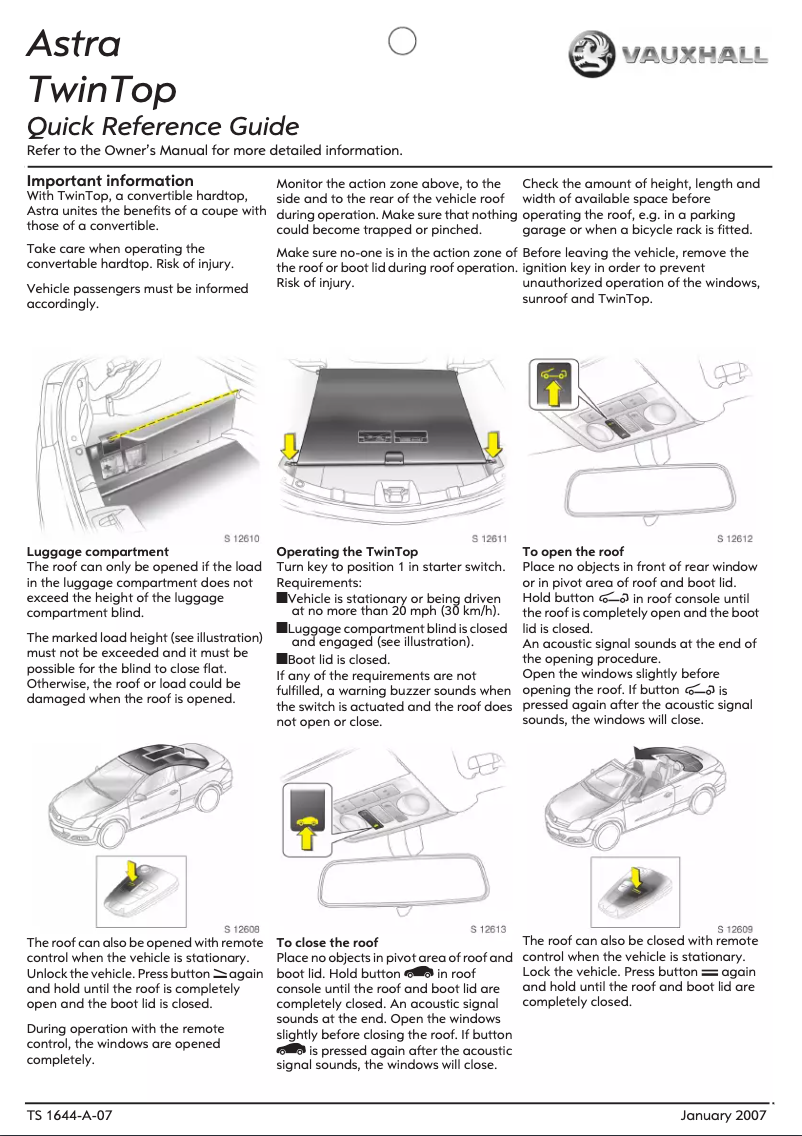 Imagen de la primera página del manual del dispositivo Astra TwinTop (2007)