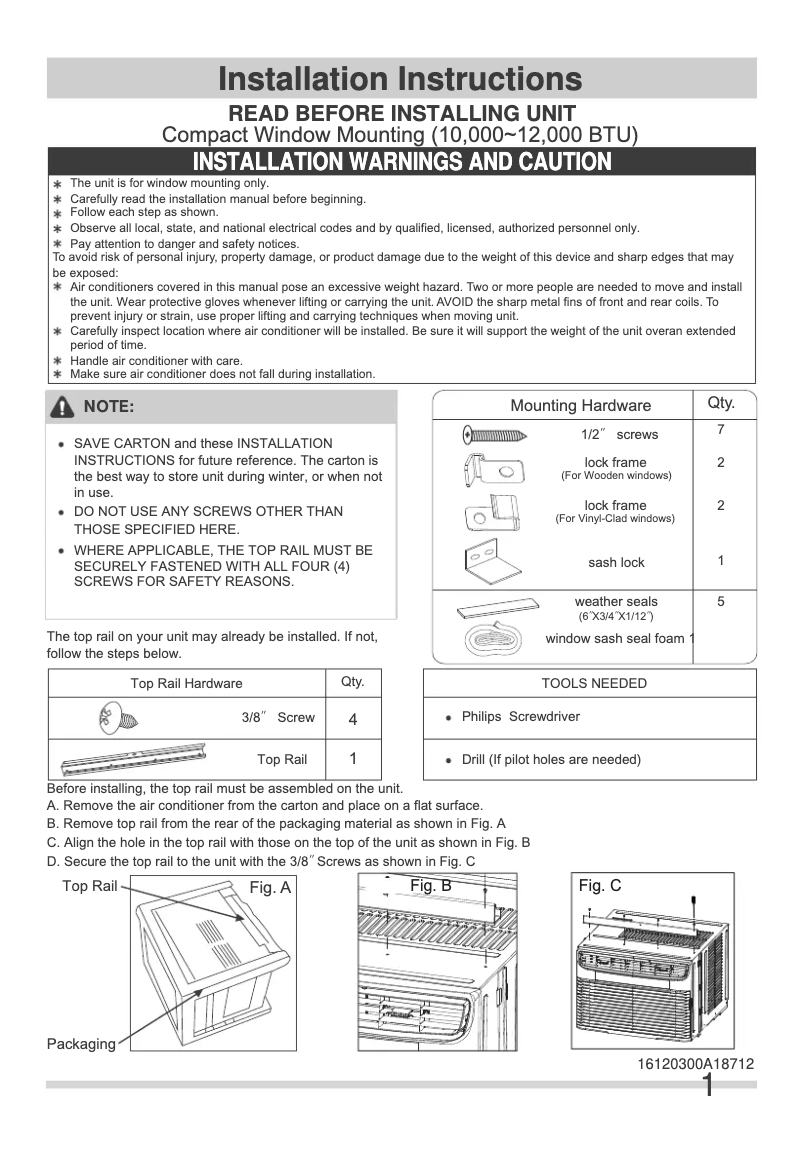 Imagen de la primera página del manual del dispositivo FHWW102WCE