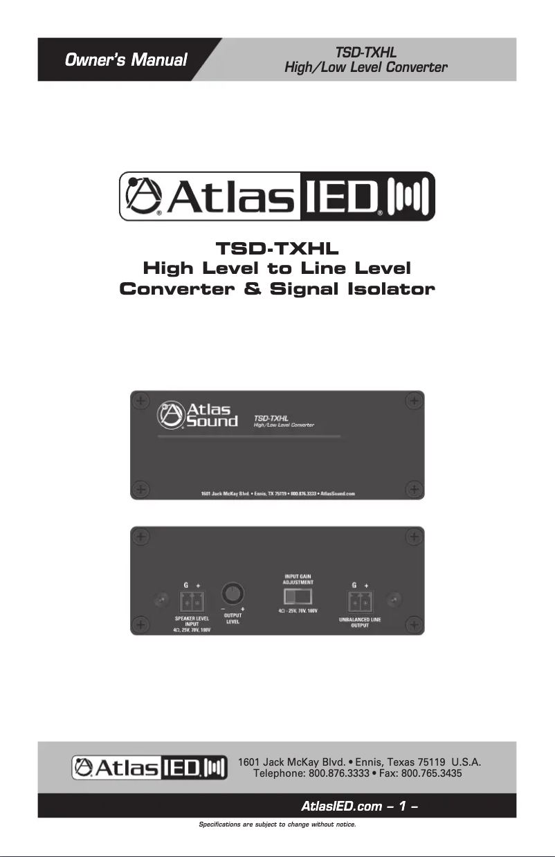 Imagen de la primera página del manual del dispositivo TSD-TXHL