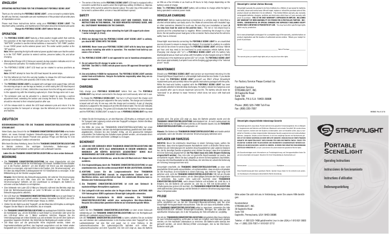 Imagen de la primera página del manual del dispositivo Portable Scene Light