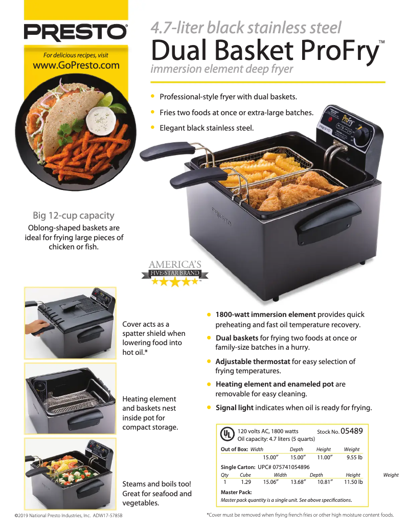 Imagen de la primera página del manual del dispositivo ProFry 05489