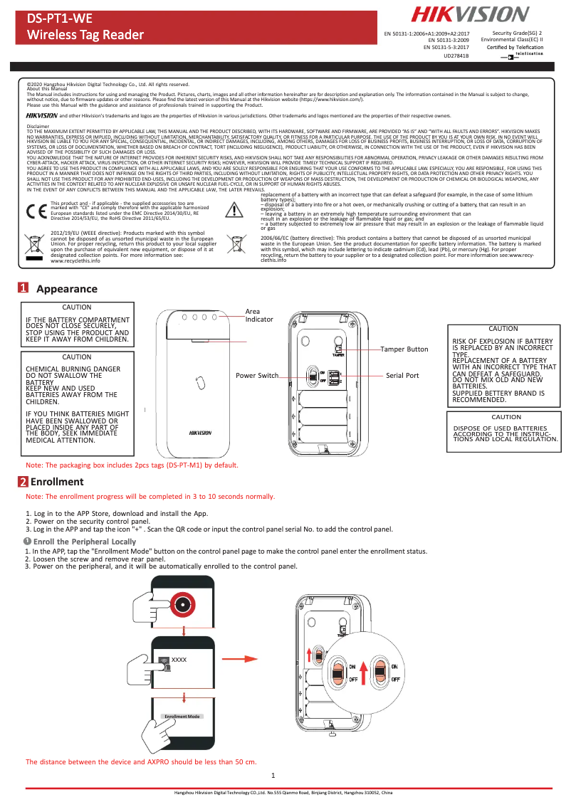 Página 1 del manual Manual de usuario Hikvision DS-PT1-WB