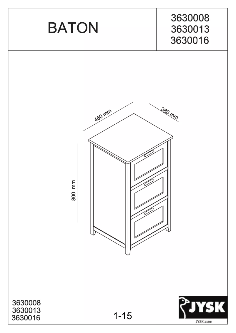 Página 1 del manual Manual de usuario JYSK Bjerringbro (45x80x38)