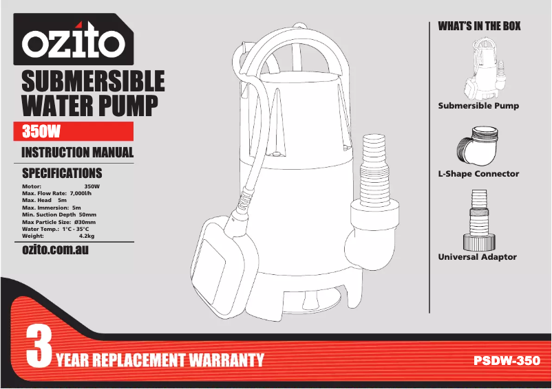 Página nº 1 - Manual de usuario Ozito PSDW-350