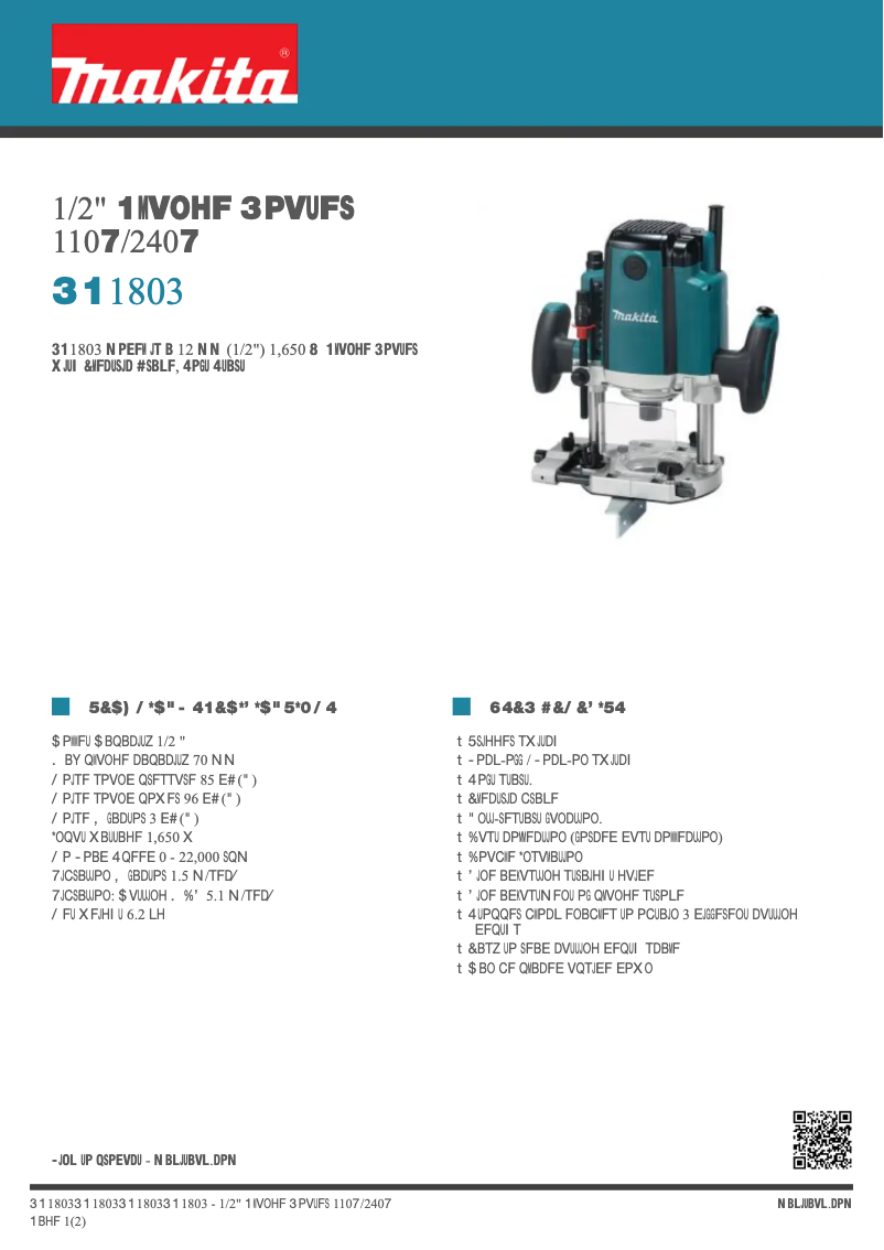 Página 1 del manual Ficha técnica Makita RP1803