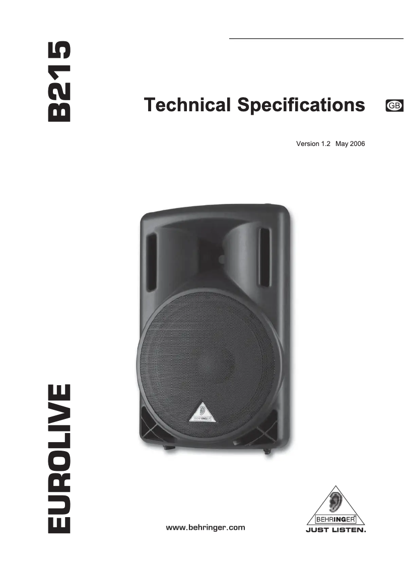 Imagen de la primera página del manual del dispositivo Eurolive B215