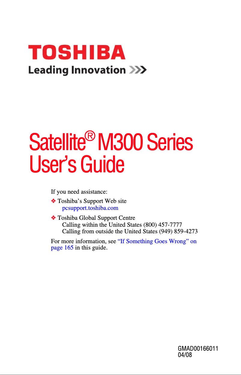 Página 1 del manual Manual de usuario Toshiba Satellite M300