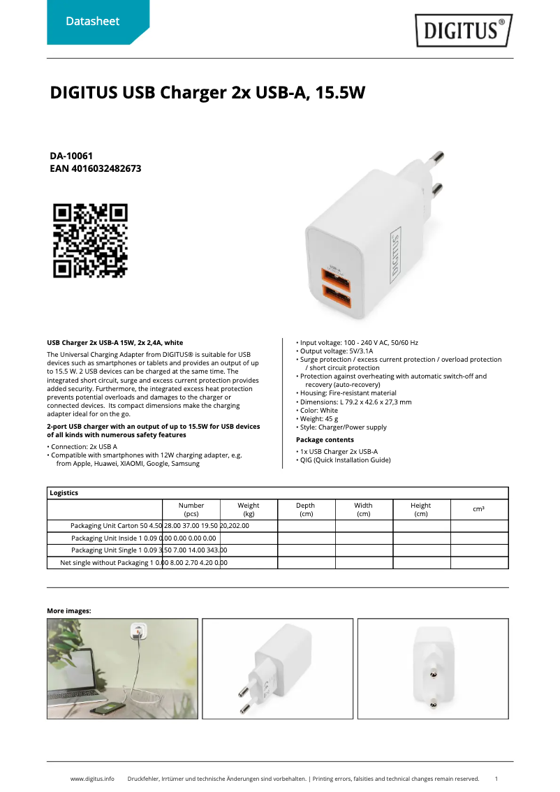 Imagen de la primera página del manual del dispositivo DA-10061