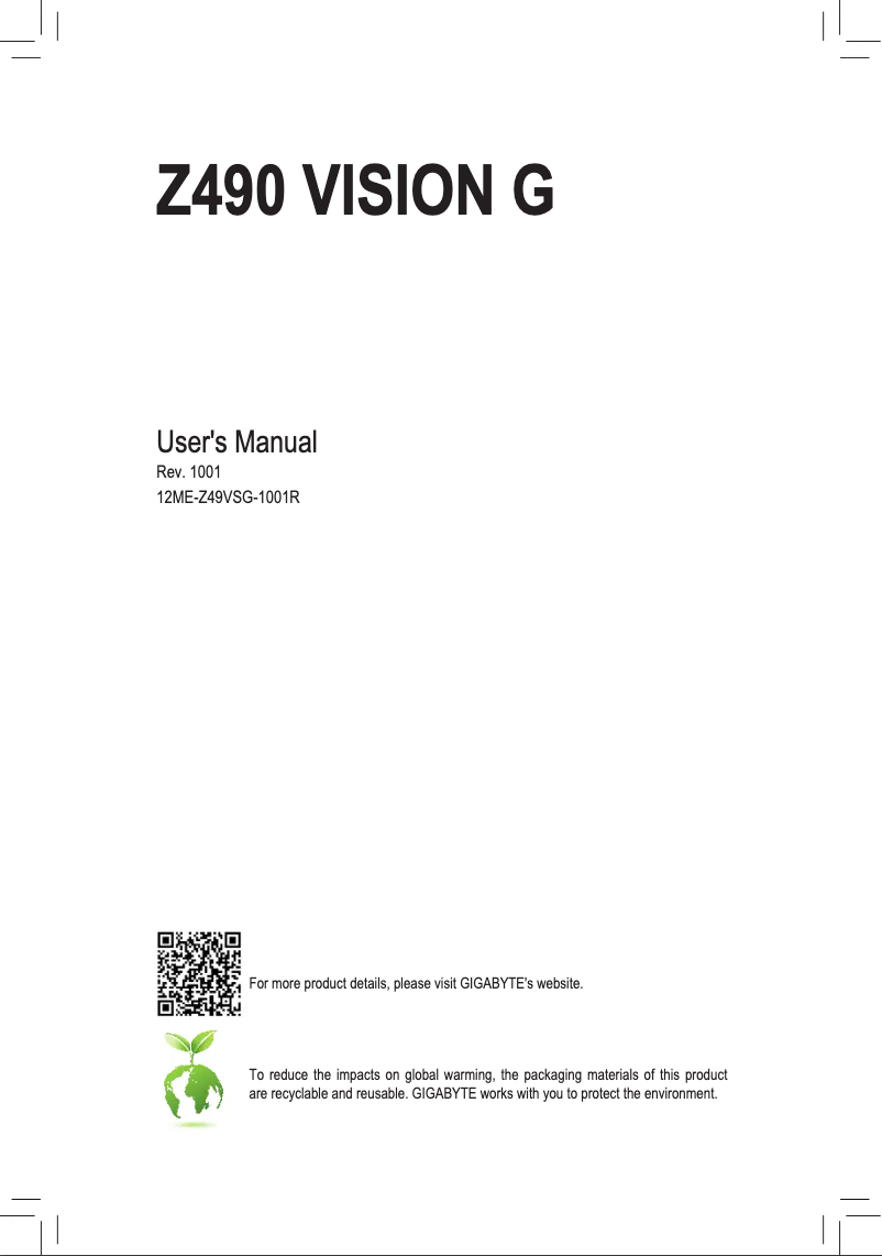 Página 1 del manual Manual de usuario Gigabyte Z490 Vision G