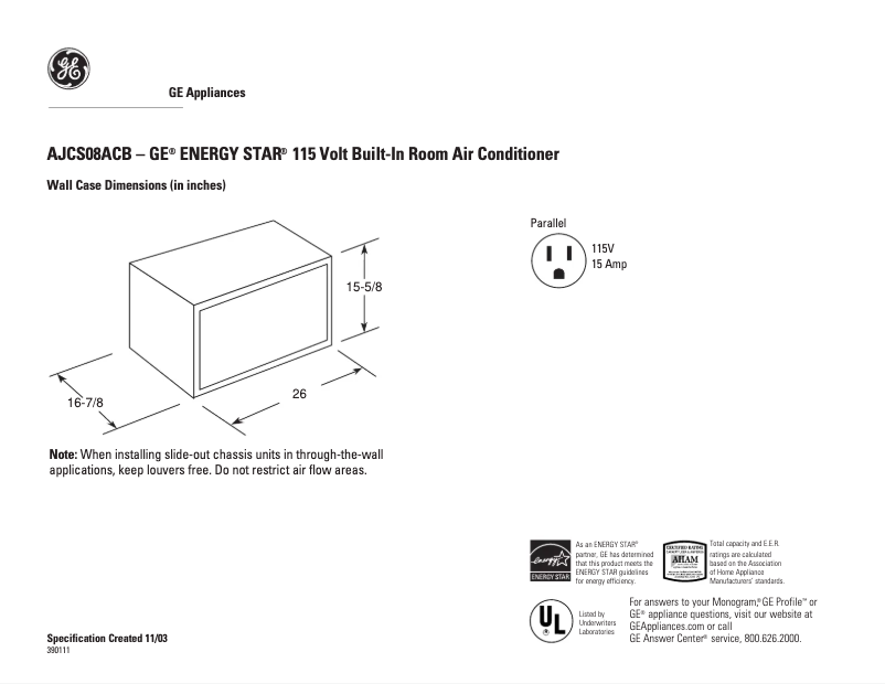 Imagen de la primera página del manual del dispositivo AJCS08ACB